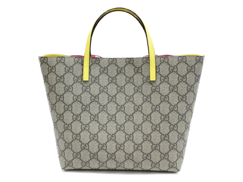 Gucci Bow Handbag Yellow Check Tote Pink GG Leather Supreme Yellow Pink